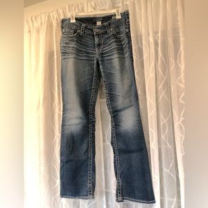 Silver bootcut jeans, 30 by 32